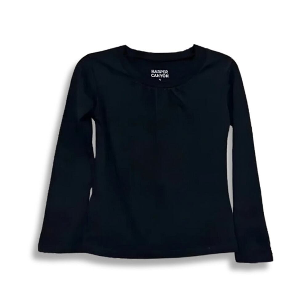 Harper Canyon Casual Top Long Sleeves Round Neckline Cotton Black Girl's 2T NWOT